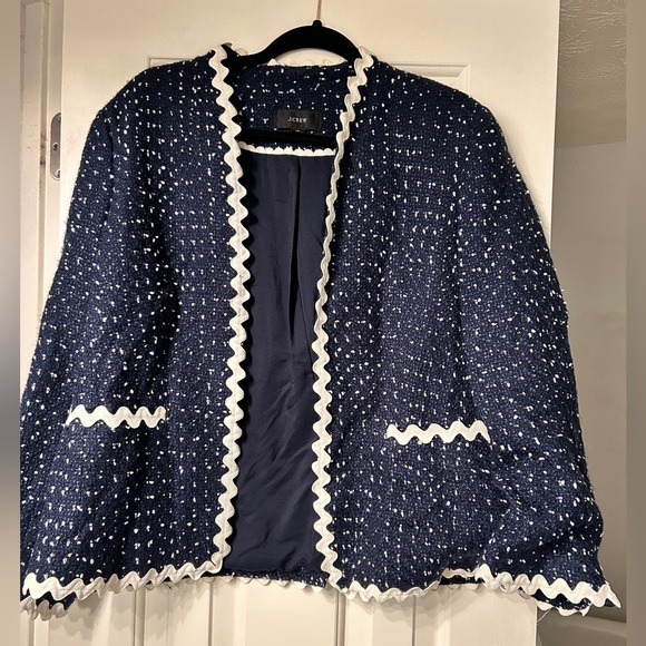 J. Crew Going-out blazer in navy spotted tweed Size 16 - Picture 3 of 9